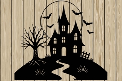 Halloween scene stencil silhouette SVG Product Image 1