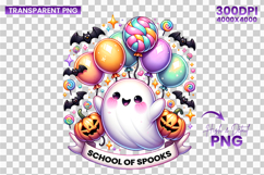 halloween school of spooks png, spooky school ghost clipart, cute ghost halloween design, kids halloween sublimation, classroom halloween png, kawaii ghost clipart, halloween sublimation design, school halloween ghost png, spooky cute halloween art, hallo