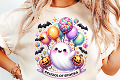 halloween school of spooks png, spooky school ghost clipart, cute ghost halloween design, kids halloween sublimation, classroom halloween png, kawaii ghost clipart, halloween sublimation design, school halloween ghost png, spooky cute halloween art, hallo