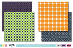 Halloween plaid digital paper collection with four 12x12 scrapbook backgrounds