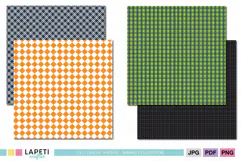 Halloween plaid digital paper collection with four 12x12 scrapbook backgrounds