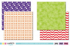 Coordinated Halloween backgrounds in orange, purple, green and red