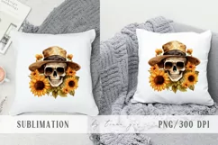 Sunflower fall skull with flower bouquet clipart- 1 png file Product Image 3