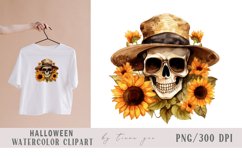 Sunflower fall skull with flower bouquet clipart- 1 png file Product Image 1