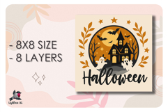 3D Gothic Castle Halloween Shadow box SVG Papercut template Product Image 2
