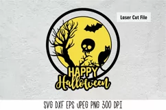 Happy Halloween Sign SVG|Round Door Sign Laser Cut