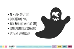 Spooky Halloween clipart with simple black graphic style