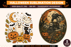 Halloween png ,2 Vintage Gothic Halloween T-Shirt Design Product Image 2