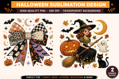 Halloween PNG | Halloween Bow &amp; Witch|Halloween Sublimation Product Image 1