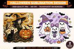 Halloween PNG | Halloween Witch &amp; Cute Ghost Product Image 1