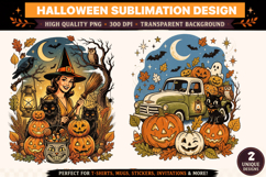 Halloween PNG | Halloween Witch &amp; Pumpkin Truck | Halloween Product Image 1