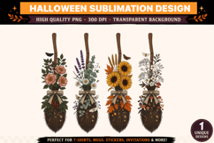 Floral Witch Broom PNG Bundle | Vintage Botanical Broom Product Image 1