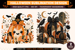 Halloween PNG | Cute Pumpkin &amp; Halloween Raven | Halloween Product Image 1