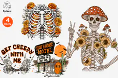 Halloween Skeleton Pumpkin PNG Spooky Season Creepy with Me Product Image 1