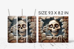 Halloween Skeleton 3D Tumbler Wrap Smashed Wall Sublimation