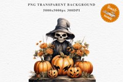 Halloween Skeleton Pumpkin Spooky Clipart PNG Scrapbooking Fairy Tale Art Image Watercolor Transparent Print illustration sublimation creepy printable digital watercolor Skeleton Pumpkin clipart, spooky nursery, Creepy halloween decoration art image