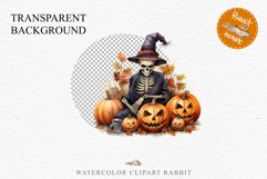 Halloween Skeleton Pumpkin Spooky Clipart PNG Scrapbooking Fairy Tale Art Image Watercolor Transparent Print illustration sublimation creepy printable digital watercolor Skeleton Pumpkin clipart, spooky nursery, Creepy halloween decoration art image