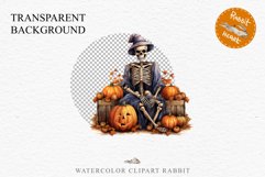 Halloween Skeleton Pumpkin Spooky Clipart PNG Scrapbooking Fairy Tale Art Image Watercolor Transparent Print illustration sublimation creepy printable digital watercolor Skeleton Pumpkin clipart, spooky nursery, Creepy halloween decoration art image
