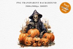 Halloween Skeleton Pumpkin Spooky Clipart PNG Scrapbooking Fairy Tale Art Image Watercolor Transparent Print illustration sublimation creepy printable digital watercolor Skeleton Pumpkin clipart, spooky nursery, Creepy halloween decoration art image