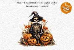 Halloween Skeleton Pumpkin Spooky Clipart PNG Scrapbooking Fairy Tale Art Image Watercolor Transparent Print illustration sublimation creepy printable digital watercolor Skeleton Pumpkin clipart, spooky nursery, Creepy halloween decoration art image