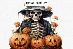 watercolor Skeleton Pumpkin clipart, spooky nursery, Creepy halloween decoration art image Halloween Skeleton Pumpkin Spooky Clipart PNG Scrapbooking Fairy Tale Art Image Watercolor Transparent Print illustration sublimation creepy printable digital