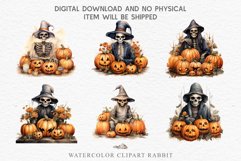 watercolor Skeleton Pumpkin clipart, spooky nursery, Creepy halloween decoration art image Halloween Skeleton Pumpkin Spooky Clipart PNG Scrapbooking Fairy Tale Art Image Watercolor Transparent Print illustration sublimation creepy printable digital
