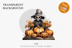 Halloween Skeleton Pumpkin Spooky Clipart PNG Scrapbooking Fairy Tale Art Image Watercolor Transparent Print illustration sublimation creepy printable digital watercolor Skeleton Pumpkin clipart, spooky nursery, Creepy halloween decoration art image