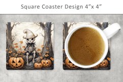 halloween square coaster, halloween skeleton magnet Product Image 1