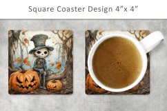 halloween skeleton square coasters, square magnets Product Image 1