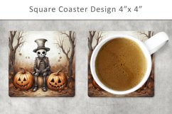 halloween square coasters, halloween skeleton magnets Product Image 1