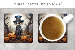halloween skeleton square coaster, halloween magnet Product Image 1