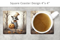 halloween skeleton square coaster, kitchen decor Product Image 1