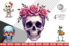 Skeleton Skulls Clipart Product Image 1