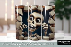 Halloween Skull 3D Tumbler Wrap, Smashed Wall Sublimation
