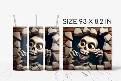Halloween Skull 3D Tumbler Wrap, Smashed Wall Sublimation