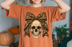 Halloween Skull Bow PNG, Leopard Coquette Gothic Skull Product Image 2