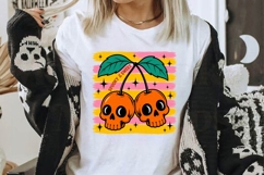 Halloween Skull Cherry Stripes PNG Product Image 2
