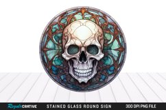 Stained Glass Halloween Skull Wind Spinner Sublimation PNG Product Image 1