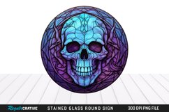 Stained Glass Halloween Skull Wind Spinner Sublimation PNG Product Image 1