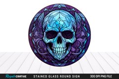 Stained Glass Halloween Skull Wind Spinner Sublimation PNG Product Image 1