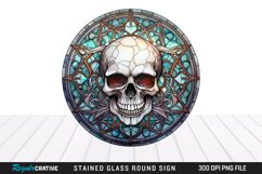 Stained Glass Halloween Skull Wind Spinner Sublimation PNG Product Image 1