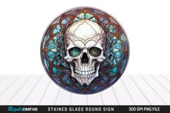 Stained Glass Halloween Skull Wind Spinner Sublimation PNG Product Image 1