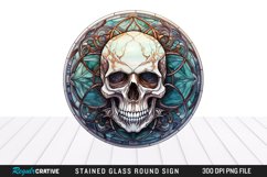 Stained Glass Halloween Skull Wind Spinner Sublimation PNG Product Image 1
