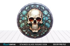 Stained Glass Halloween Skull Wind Spinner Sublimation PNG Product Image 1
