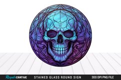 Stained Glass Halloween Skull Wind Spinner Sublimation PNG Product Image 1