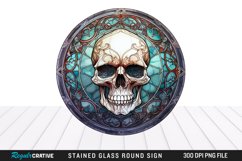 Stained Glass Halloween Skull Wind Spinner Sublimation PNG Product Image 1