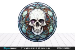 Stained Glass Halloween Skull Wind Spinner Sublimation PNG Product Image 1