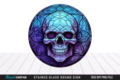 Stained Glass Halloween Skull Wind Spinner Sublimation PNG Product Image 1