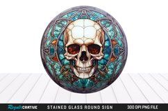 Stained Glass Halloween Skull Wind Spinner Sublimation PNG Product Image 1