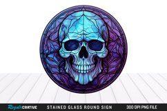 Stained Glass Halloween Skull Wind Spinner Sublimation PNG Product Image 1